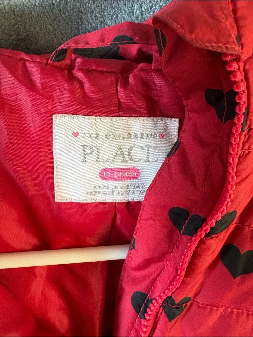 The Children's Place Red Jacket with Black Heart Print